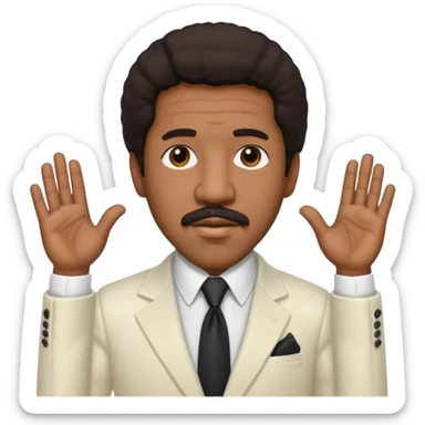 Richard Pryor with dark brown hair, ivory suit sticker