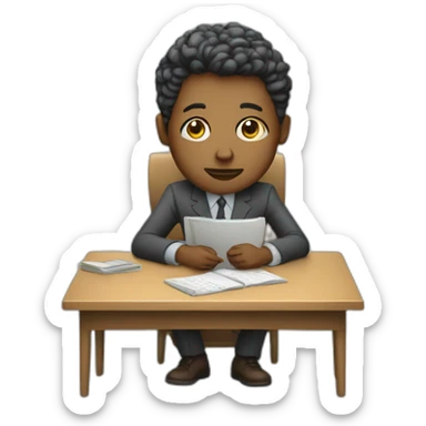 Tired teacher holding a desk with no money sticker