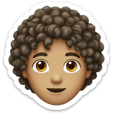 Boy with curly hair and brown eye sticker
