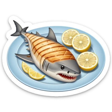 cooked shark steak on a plate sticker