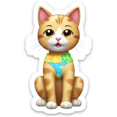 A cute cat showering in a bathing suit sticker