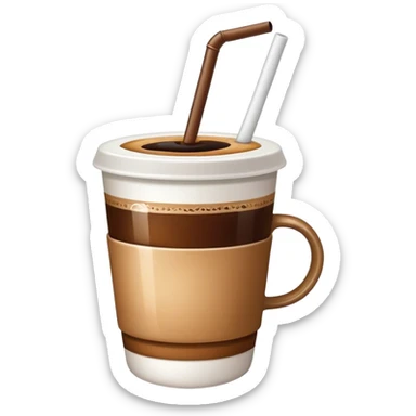 cup of coffee with a straw sticker