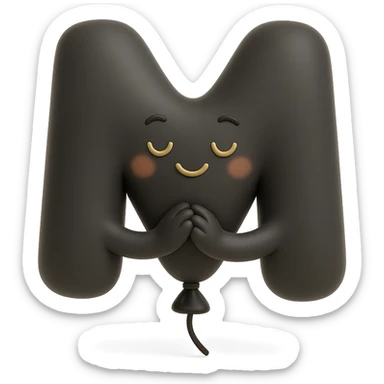 balloon shaped like the letter M, with a warm, grateful expression, giving off a gratitude vibe sticker