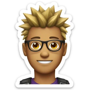 A cool teen with spikey hair and glasses  sticker