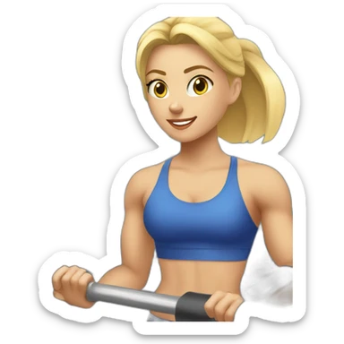 blonde girl training in gym  sticker