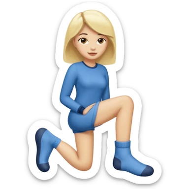 Femme blonde déguisée en  chaussette géante sticker