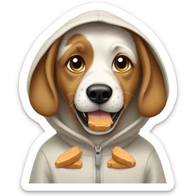 Dog with a hoodie eating peanut butter  sticker