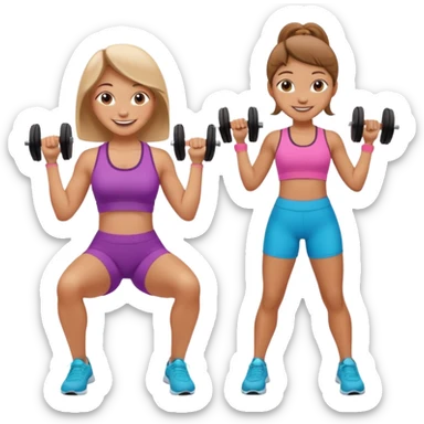 Mom and daughter doing weight workout  sticker