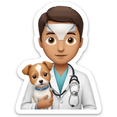 doctor hold a pet dog sticker