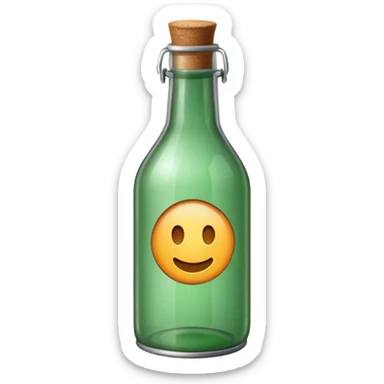 green old  glass bottle with a rolled  paper inside  like in movie  sticker