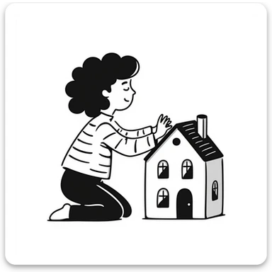 caravan in hand-drawn doodle style sticker