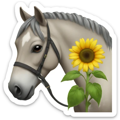 Horse holding sunflower  sticker