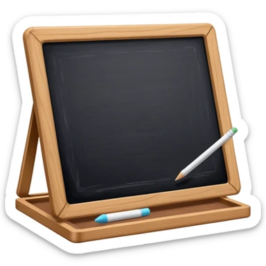 drawing board with classic wooden frame, chalk and eraser sticker