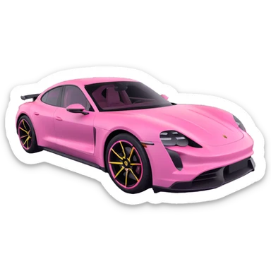 pink porsche taycan electric sports car sticker