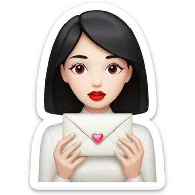 a beautiful loving kiss on it lipstick white opal envelope sticker