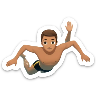 inexperienced determined person diving into a pool of divers, with a pool named confidence... glowing body  sticker