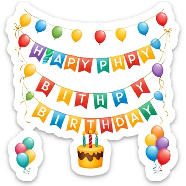 “Happy birthday” banner sticker