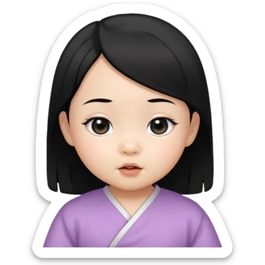 Asian baby girl with black hair and black eyes  sticker
