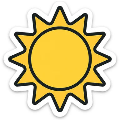 minimalist sun icon with thin colored outline and no face sticker