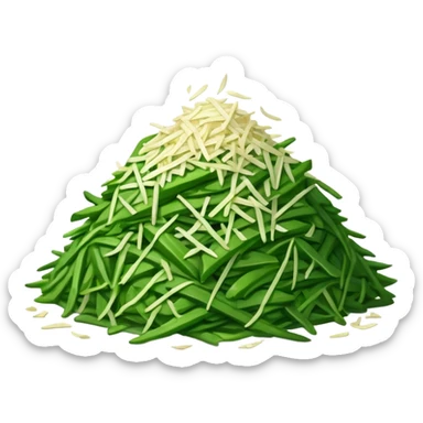 a big pile of grated green shreds of vegetable sticker