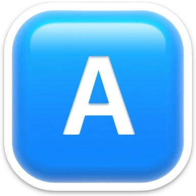 "3D premium,3D rounded-square icon in soft bleu with a beveled edge, bold serif white letter 'A'centered, strong specular highlights, inner glow, 1024x1024, png" sticker