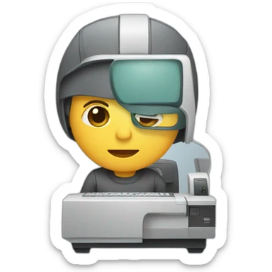 persona usando una computadora sticker