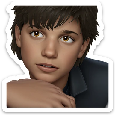 portrait of a boy in jacket sticker