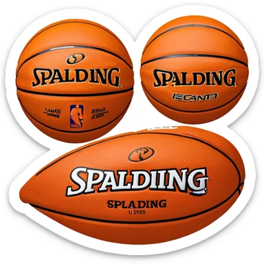 Minimalist basketball in classic orange color with small Spalding and NBA logos sticker