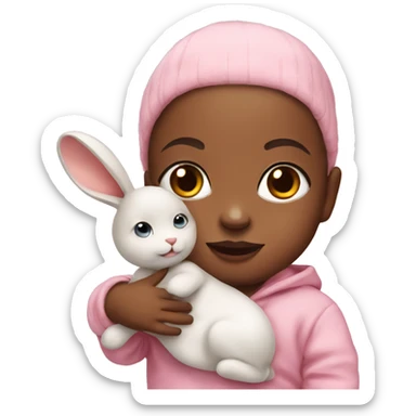 Cute Baby with cute bunny doll sticker