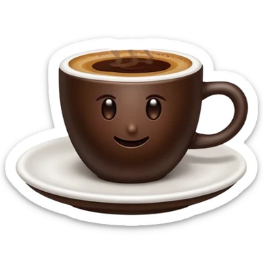 Cinematic Realistic Turkish Coffee Drink Emoji, depicted as a small cup of strong, aromatic coffee with thick foam rendered with detailed textures and warm, inviting lighting. sticker
