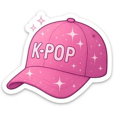 pink kpop idol hat with sparkles, trendy sticker