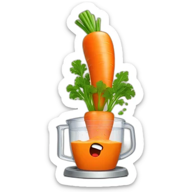carrot with an angry face being dropped into a blender sticker