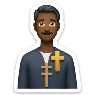 Man with a cross on his neck sticker