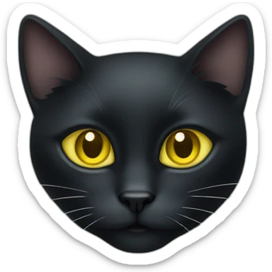 black cat face with yellow greenish eyes sticker