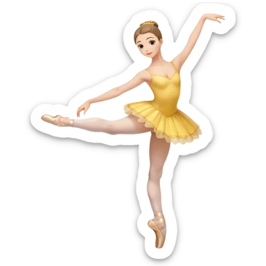 yellow color Ballet girl with pointe shoes  sticker
