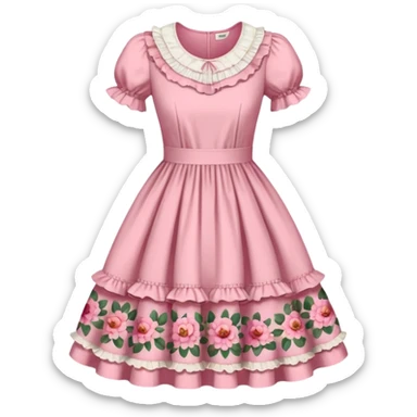 Cottagecore style ultra cute vintage material pink dress sticker