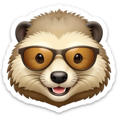 friendly anthropomorphised honey badger head wearing sunglasses sticker
