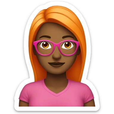 Mujer con cabello naranja, canas con gafas de color rosado sticker