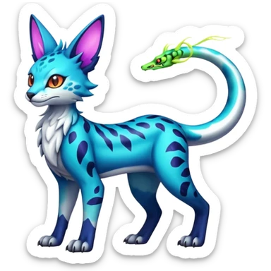 Neon Vibrant Pulsating Trail-glowing Chromatic Trico-Serval-Absol-Gryphon-Silvally-Dragon-Snake-fusion-hybrid sticker