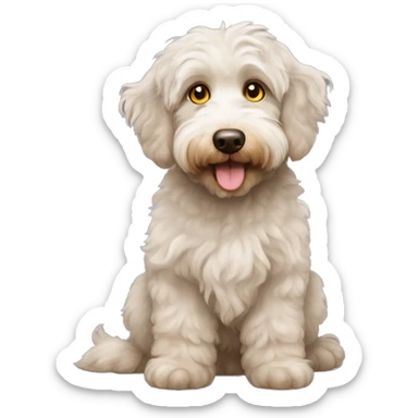 beige aussiedoodle yellow eyes sticker