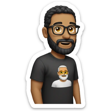 homem de óculos  com barba ecom camiseta cinza preta escrito tubaroes do sul sticker