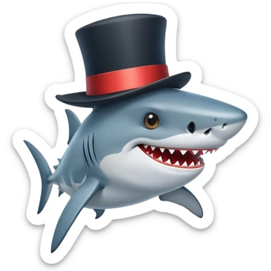 Shark with a top hat sticker