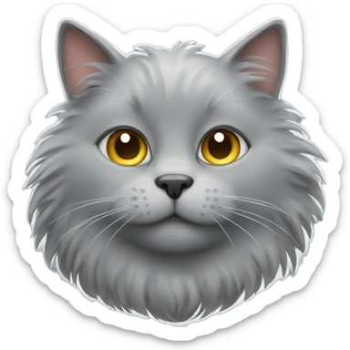 Fluffy gray cat sticker