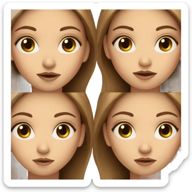 white girl with long brown hair doing her makeu sticker