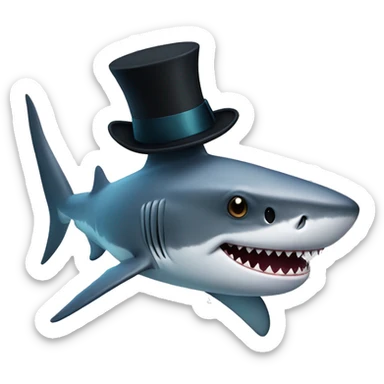 Shark with a top hat sticker