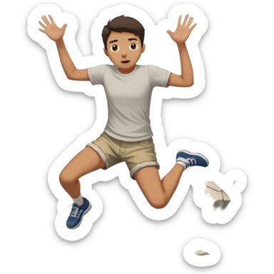 Floor cracking open under feet, character mid-jump sticker