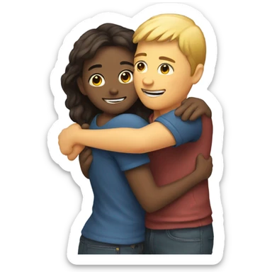 Girl giving a huge hug to a guy sticker