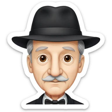 make an older gentleman with a very large nose and black hat sticker