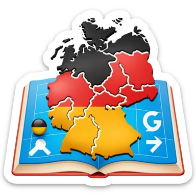 opened school textbook with a fragment of Germany sticker