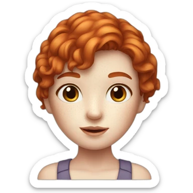 a cute redhead girl with white skin and freckles sticker